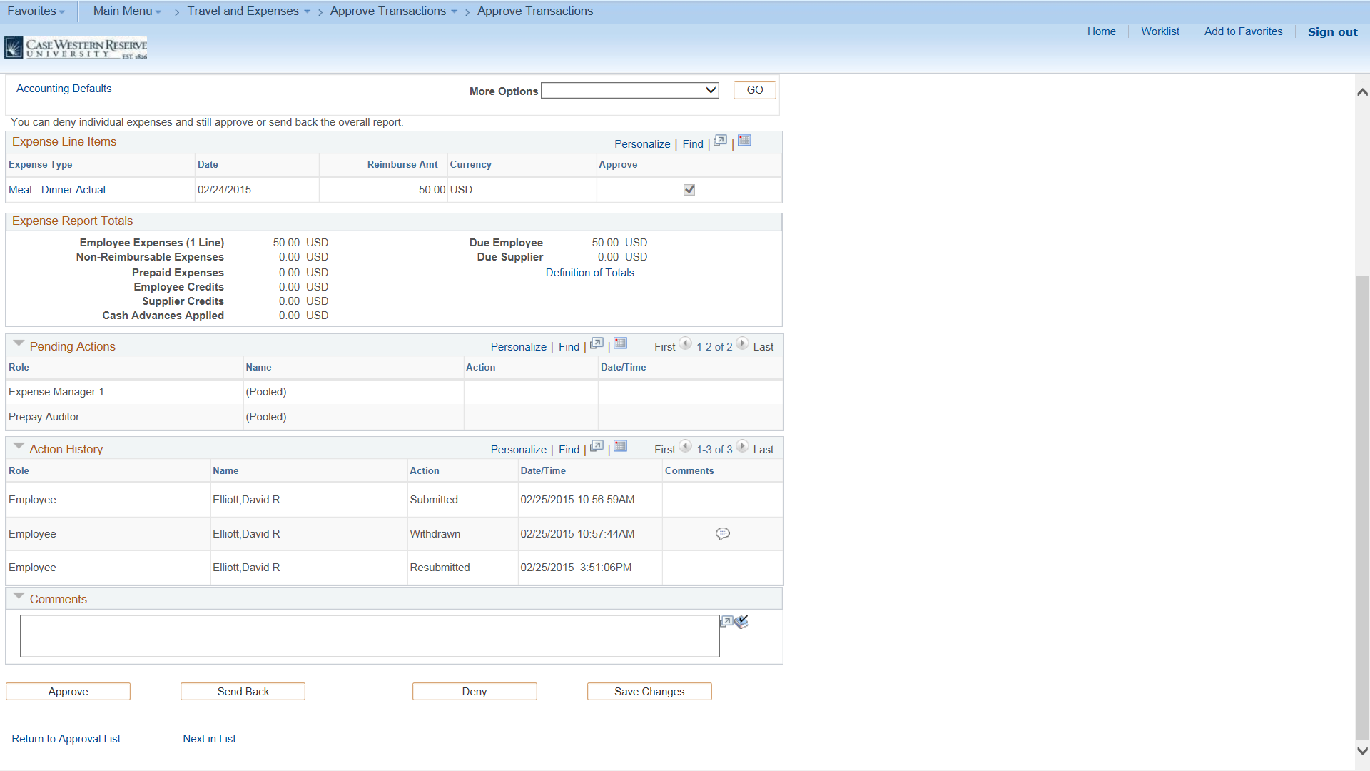 PeopleSoft Approving an Expense Report University Technology, [U